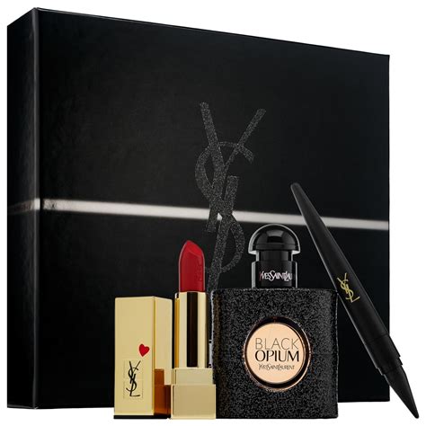 yves saint laurent black opium perfume gift set|opium gift sets on offer.